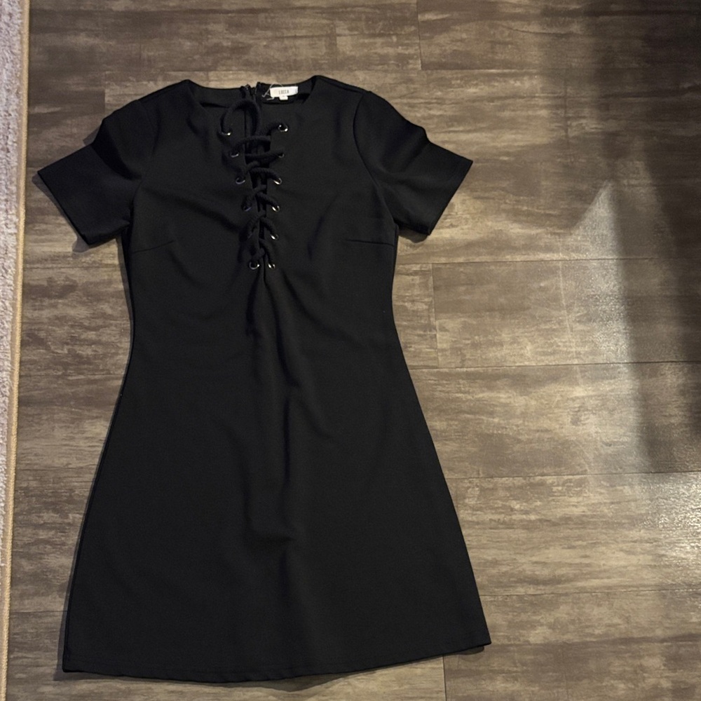 Chic Black Lace-Up Mini Dress